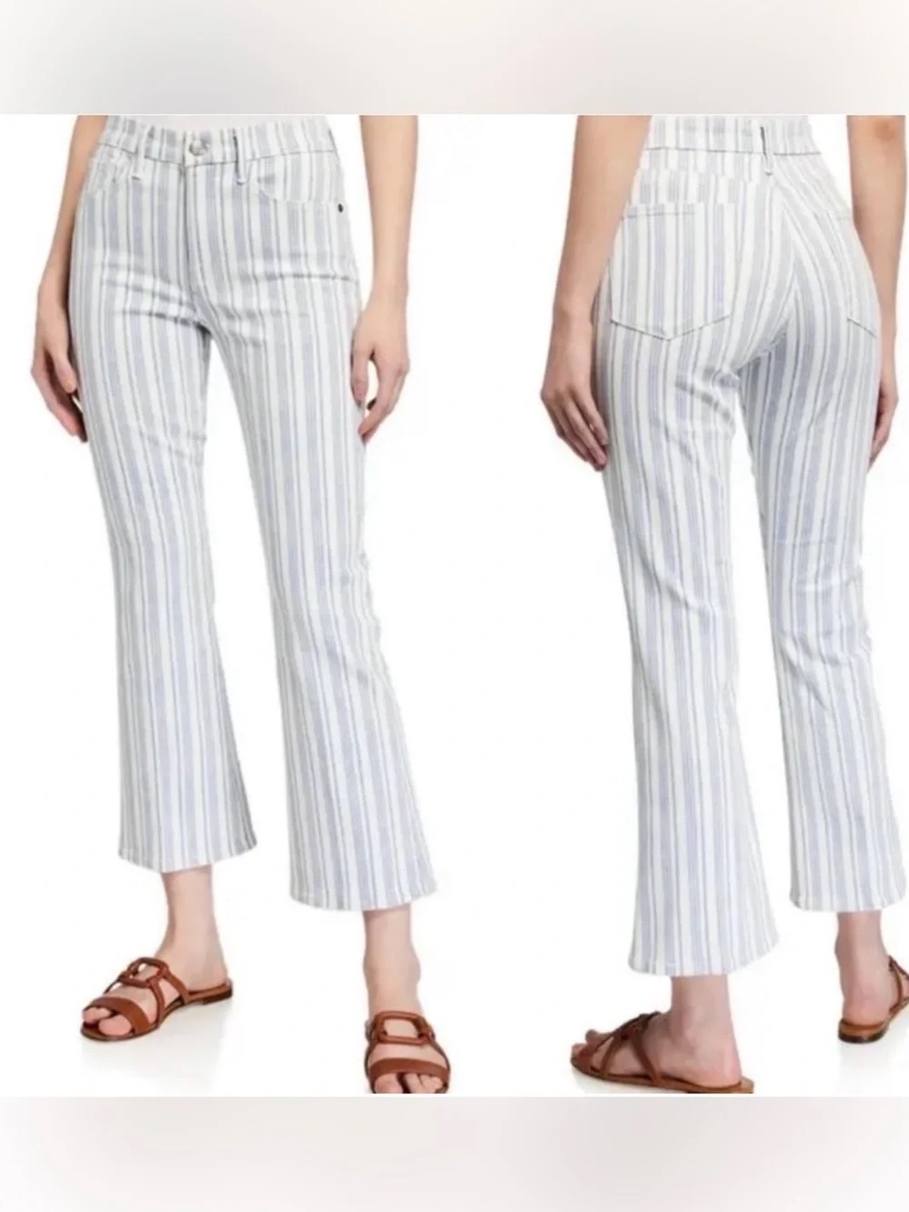 Frame Womens Blue Stripe Le Crop Mini Boot Striped Jeans Pants